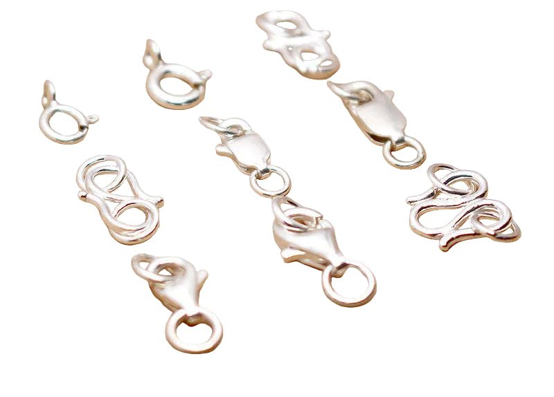 s925 Sterling Silver Clasps – Spring Ring, Lobster, Question Hook, S & W Clasps for DIY Bracelets, Necklaces, Jewelry Making (Multiple Sizes) - HomeDIYer