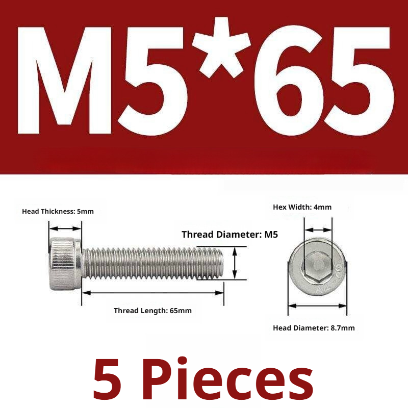 316 Stainless Steel Socket Head Cap Screws – Hex Allen Bolt, M2–M20, GB/T Standard, 4.8 Grade