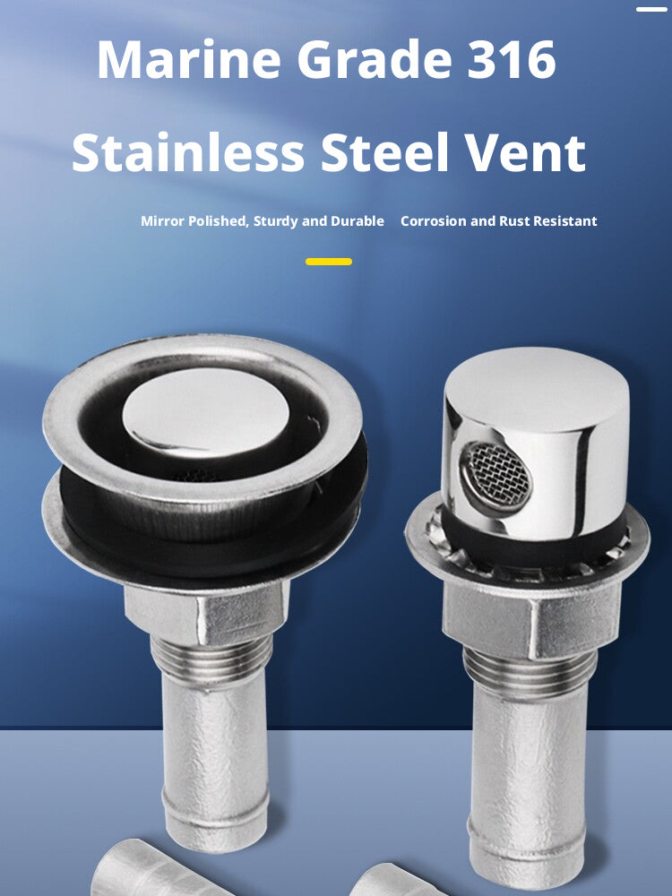 316 Stainless Steel Marine Tank Vent – Straight & 90° Elbow Fuel and Water Breather for Yachts, Speedboats & Docks