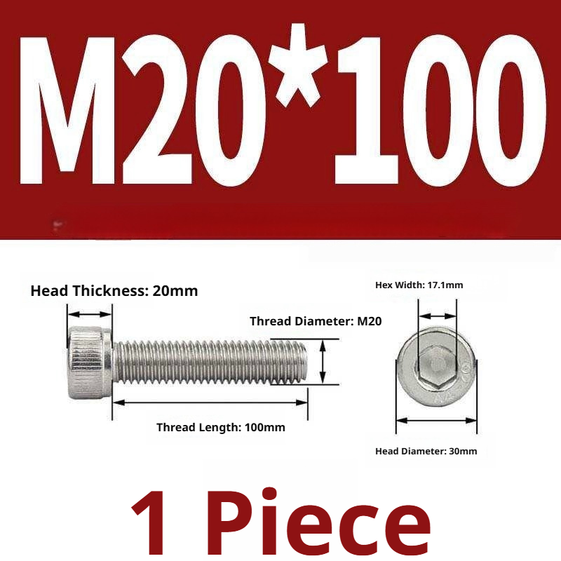 316 Stainless Steel Socket Head Cap Screws – Hex Allen Bolt, M2–M20, GB/T Standard, 4.8 Grade