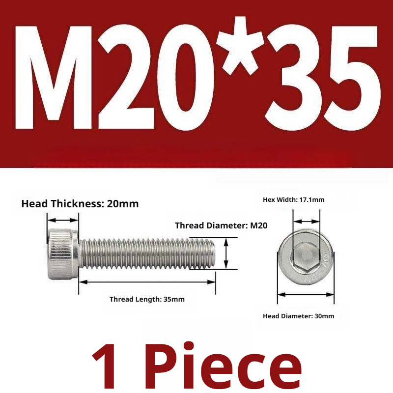 316 Stainless Steel Socket Head Cap Screws – Hex Allen Bolt, M2–M20, GB/T Standard, 4.8 Grade