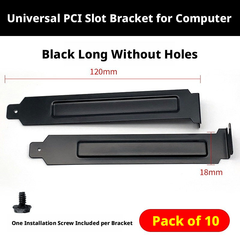 PCI Slot Cover Blanking Plate with Screws – Slotted, Solid & Perforated, 10-Pack for ATX/Micro-ATX PC Cases