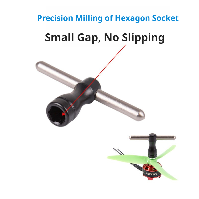 CNC M5 Propeller Nut Wrench – 6061-T6 Aluminum Socket Tool for 2205 2207 FPV Motors, Black & Silver