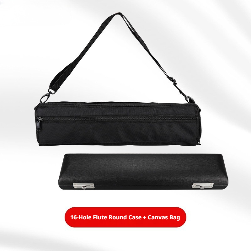 MEIDASI Flute Case & Bag – 16/17‑Hole Wooden Box (Round/Square) + Leather + Canvas Bag