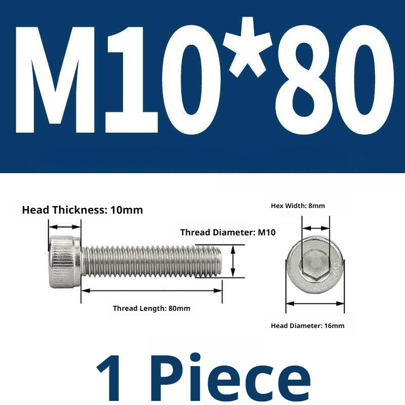 316 Stainless Steel Socket Head Cap Screws – Hex Allen Bolt, M2–M20, GB/T Standard, 4.8 Grade
