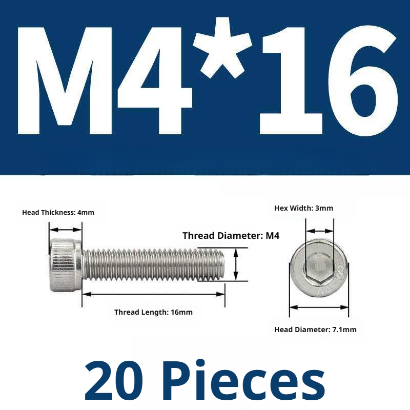 316 Stainless Steel Socket Head Cap Screws – Hex Allen Bolt, M2–M20, GB/T Standard, 4.8 Grade