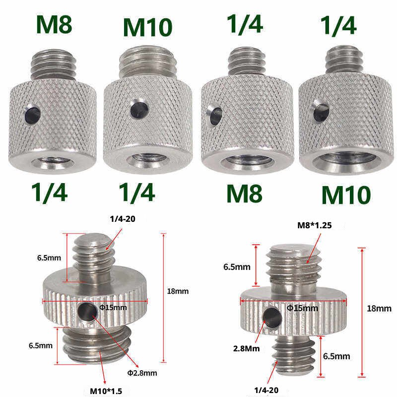 1/4" to M8 / M10 Thread Adapter Screw — Camera Mount Conversion for Motorcycle Mirror Hole & Tripod Accessories (Stainless Steel) - HomeDIYer