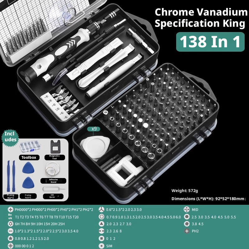 Precision Electronics Repair Tool Kit — 45/86/117/138-in-1 with Bits & Auxiliary Tools