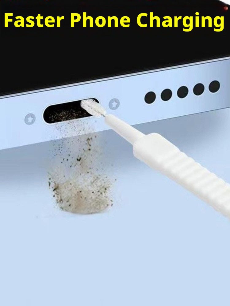 Phone Port Cleaning Brush – Spiral Nylon Bristle Micro Brush for Charging Port, Speaker Grille & USB Slot | 50 - Pack, 5 Linked Strips of 10 - HomeDIYer