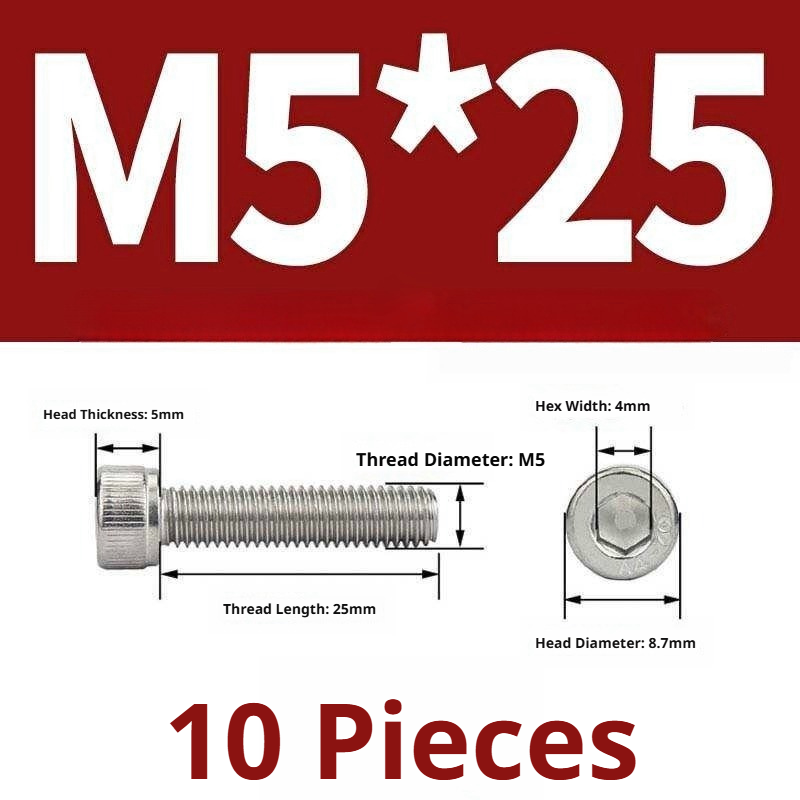 316 Stainless Steel Socket Head Cap Screws – Hex Allen Bolt, M2–M20, GB/T Standard, 4.8 Grade