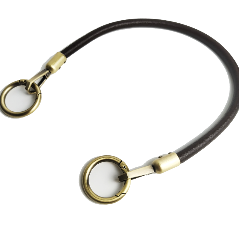8mm Round Cowhide Rope Bag Strap – Handmade, Metal Buckle, 30‑120cm (Original/Black/Dark Coffee)