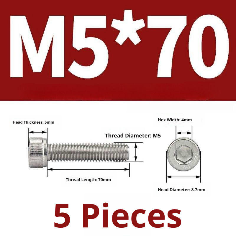 316 Stainless Steel Socket Head Cap Screws – Hex Allen Bolt, M2–M20, GB/T Standard, 4.8 Grade