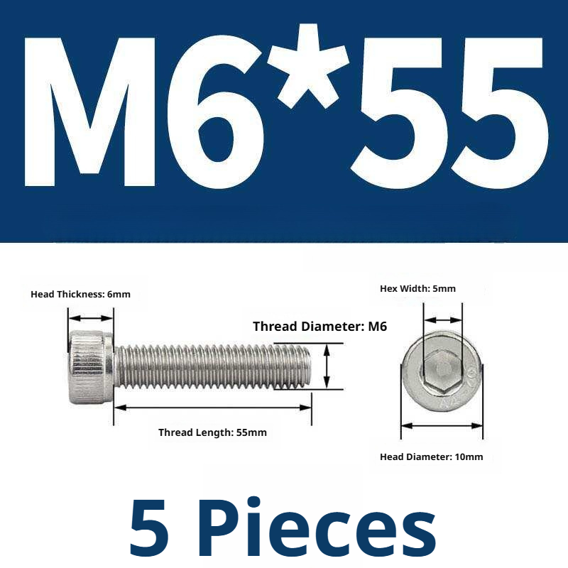 316 Stainless Steel Socket Head Cap Screws – Hex Allen Bolt, M2–M20, GB/T Standard, 4.8 Grade