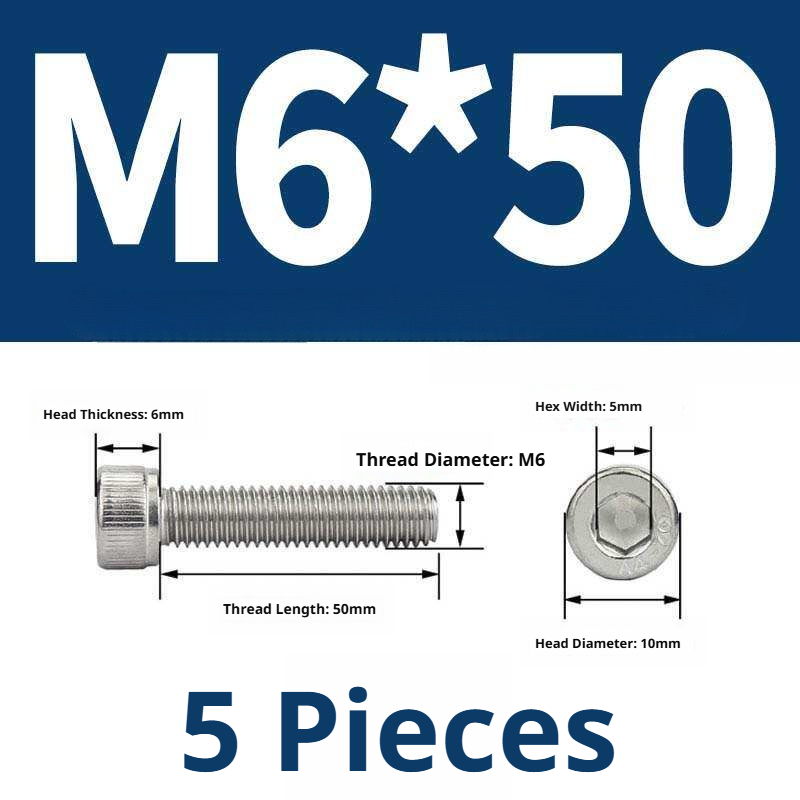 316 Stainless Steel Socket Head Cap Screws – Hex Allen Bolt, M2–M20, GB/T Standard, 4.8 Grade