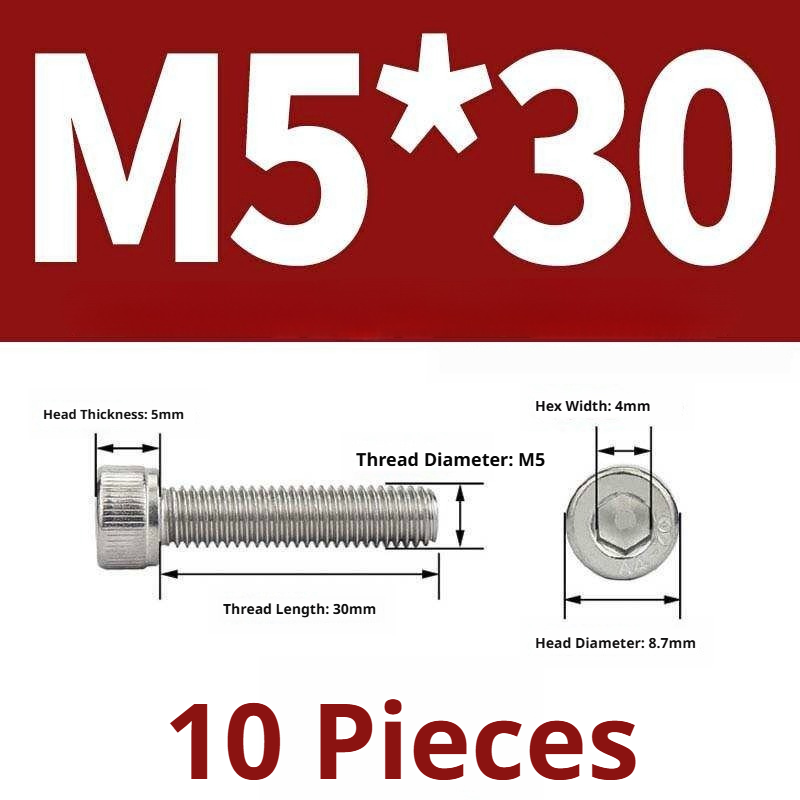 316 Stainless Steel Socket Head Cap Screws – Hex Allen Bolt, M2–M20, GB/T Standard, 4.8 Grade