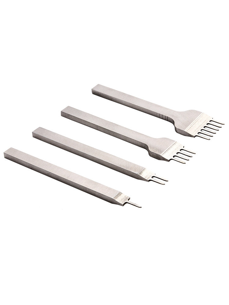 White Steel Diamond Chisel Set – 3/4/5/6mm Spacing, 1/2/4/6 Teeth for Leather Stitching