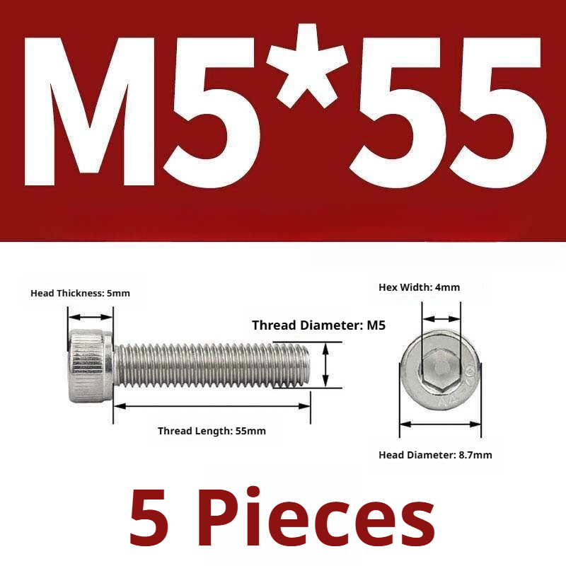 316 Stainless Steel Socket Head Cap Screws – Hex Allen Bolt, M2–M20, GB/T Standard, 4.8 Grade