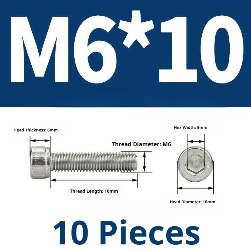 316 Stainless Steel Socket Head Cap Screws – Hex Allen Bolt, M2–M20, GB/T Standard, 4.8 Grade