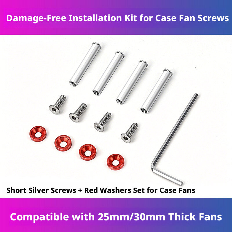 PC Case Fan Screws with Nuts and Washers – 4-Pack