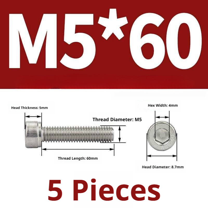 316 Stainless Steel Socket Head Cap Screws – Hex Allen Bolt, M2–M20, GB/T Standard, 4.8 Grade