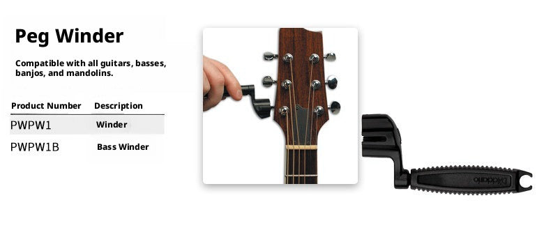 D’Addario Guitar & Bass String Change Tools – Winder, Cutter, Bridge Pin Puller & Multi‑Tool (DP0002, PW‑GBMT‑01 etc.)