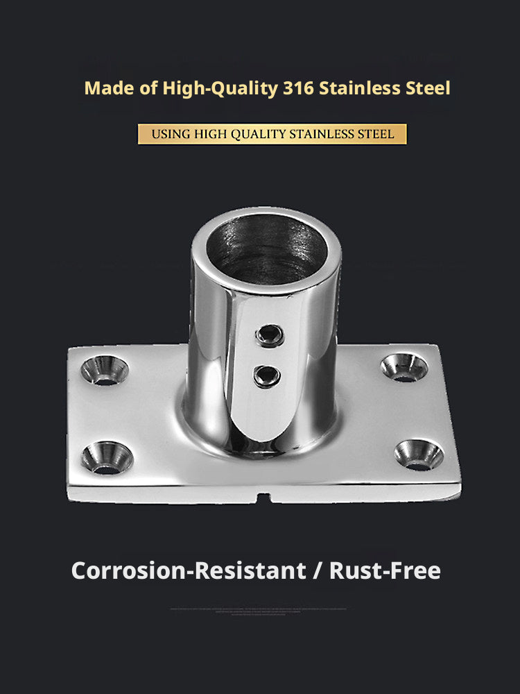316 Stainless Steel 90-Degree Tube Flange Base – Marine Railing Stanchion Mount, 22–38mm