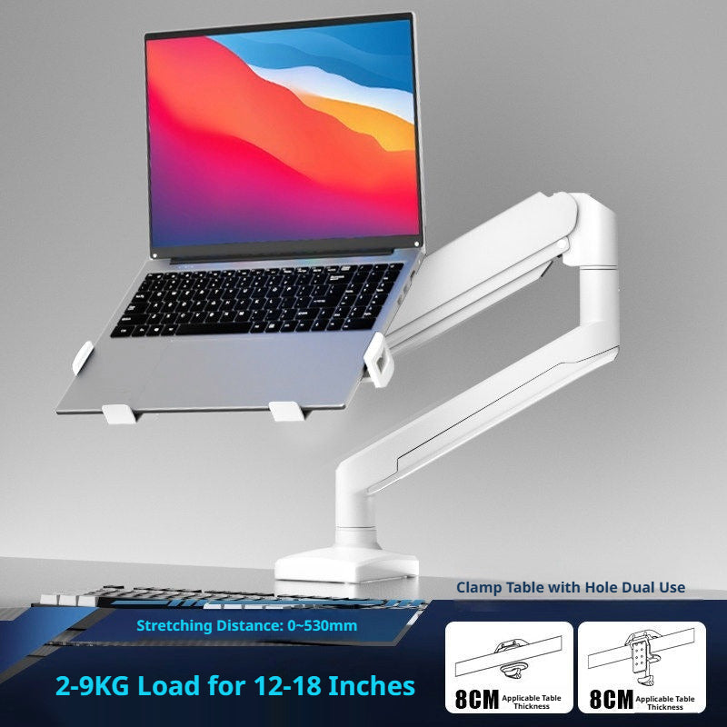 Laptop Desk Mount Arm with Tray – Gas Spring, 10–18 Inch, 3-Axis Adjustable, Clamp & Grommet Base