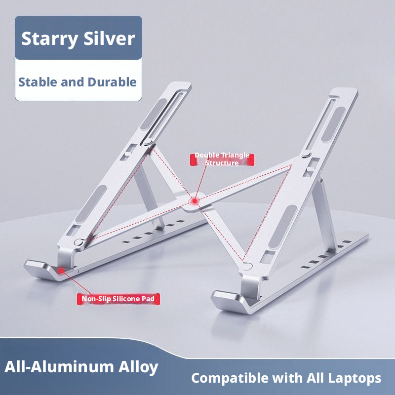 Aluminum Laptop Stand Foldable – 6-Level Height Adjustable Riser with Anti-Slip Silicone, Fits 10–17" Laptops, Compatible with MacBook, Dell, ASUS, HP