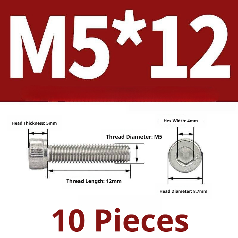 316 Stainless Steel Socket Head Cap Screws – Hex Allen Bolt, M2–M20, GB/T Standard, 4.8 Grade