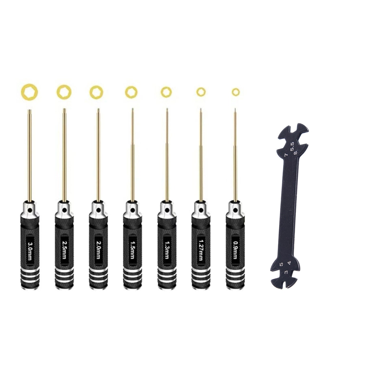 Precision Titanium Coated Hex Screwdriver Set - High Hardness 7-Piece Repair Tool Kit for RC Cars, Boats & Drones