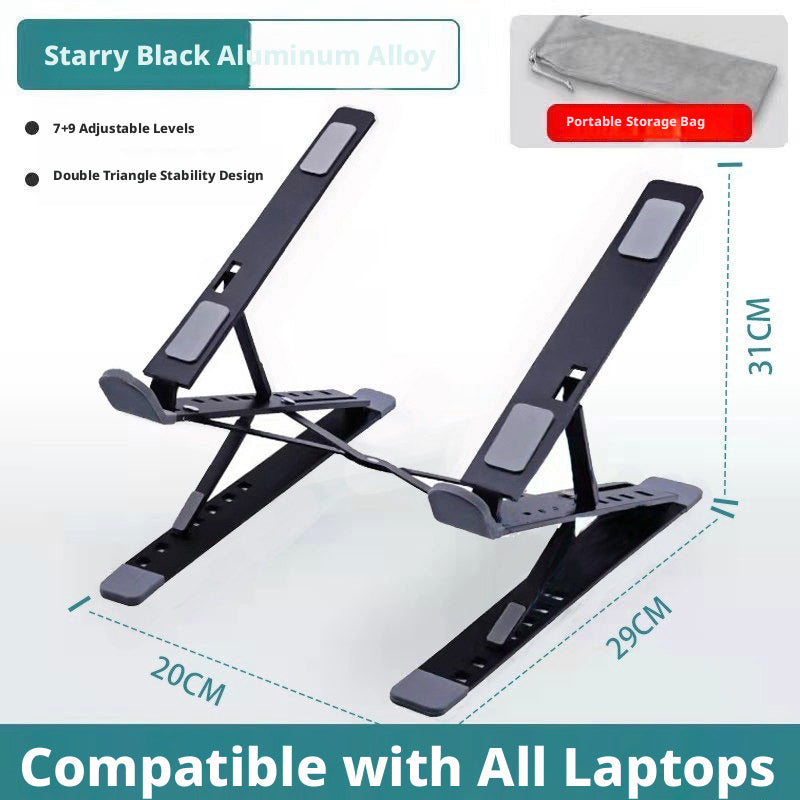 Aluminum Laptop Stand Foldable – 6-Level Height Adjustable Riser with Anti-Slip Silicone, Fits 10–17" Laptops, Compatible with MacBook, Dell, ASUS, HP
