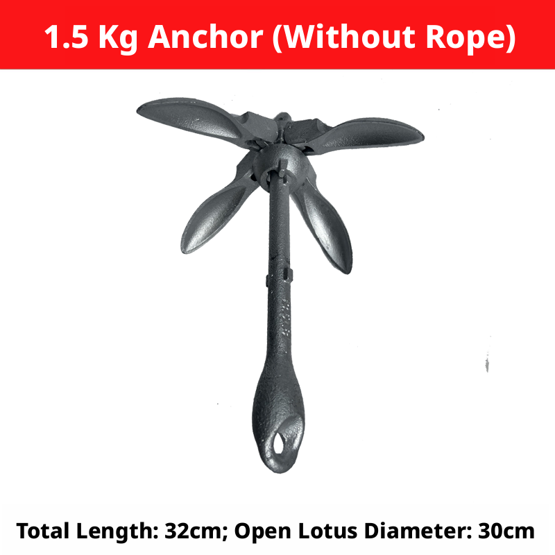 Folding Grapnel Boat Anchor - Carbon Steel for Inflatable Boats, Kayaks & Small Fishing Boats 0.7kg to 4kg