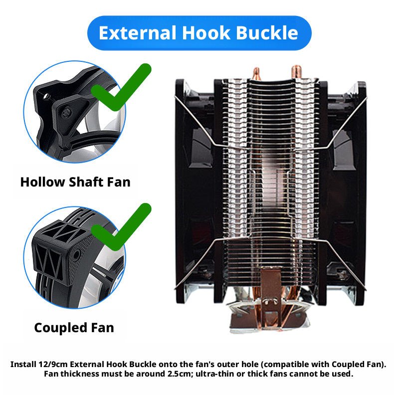 CPU Cooler Fan Wire Clips – Stainless Steel Retaining Hooks for 80mm, 90mm & 120mm Heatsink Fans | Inner & Outer Buckle Options | 5 Pairs Per Order - HomeDIYer