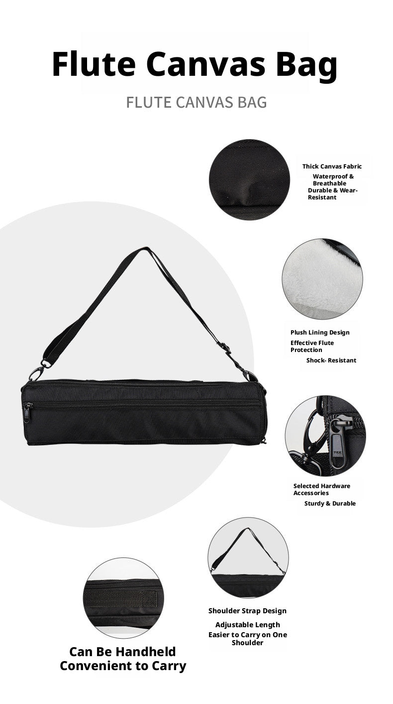 MEIDASI Flute Case & Bag – 16/17‑Hole Wooden Box (Round/Square) + Leather + Canvas Bag