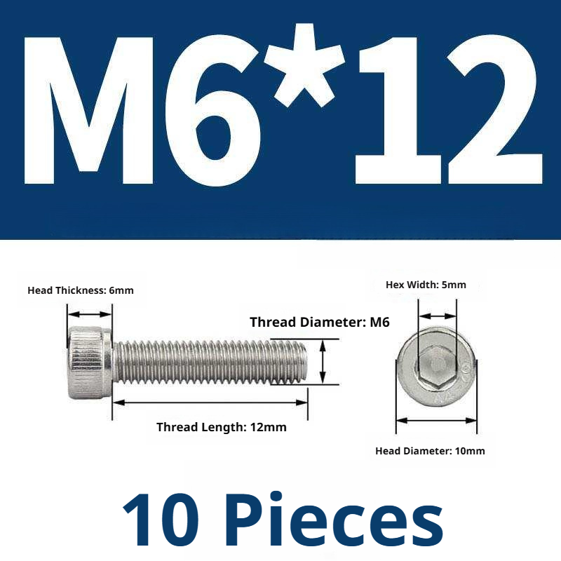 316 Stainless Steel Socket Head Cap Screws – Hex Allen Bolt, M2–M20, GB/T Standard, 4.8 Grade