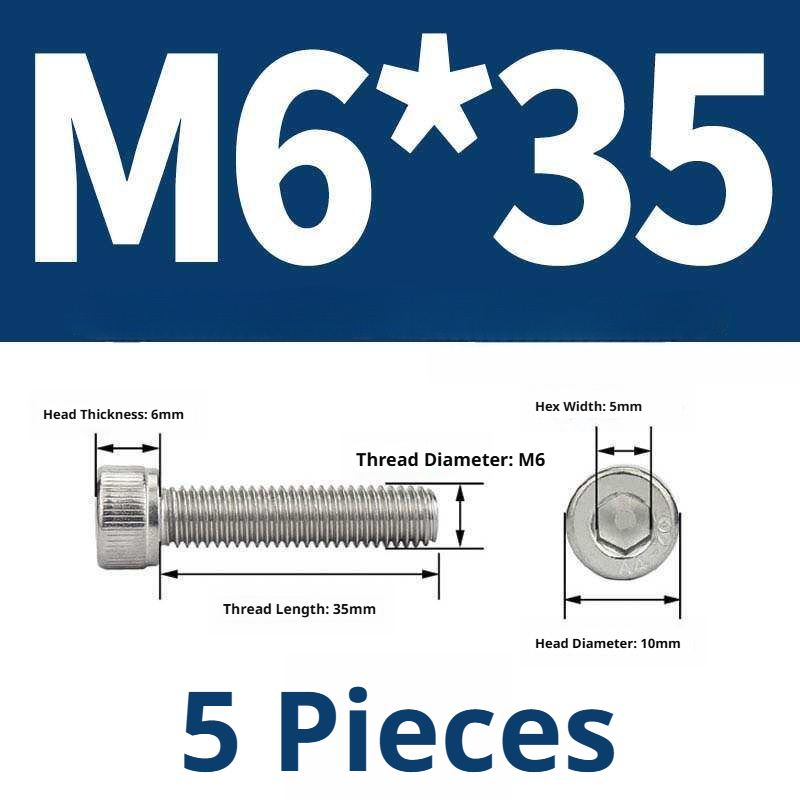 316 Stainless Steel Socket Head Cap Screws – Hex Allen Bolt, M2–M20, GB/T Standard, 4.8 Grade