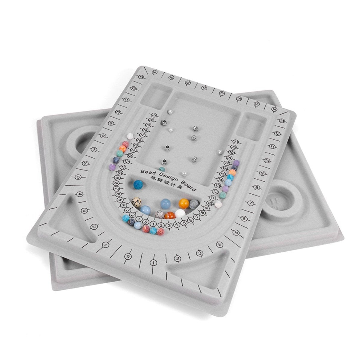 Bead Design Board Set – 13 - 20cm Bracelet Sizer, Necklace Layout Plate, Wooden & Acrylic Trays with Beading Needles, Rope Braider & Storage Bags - HomeDIYer