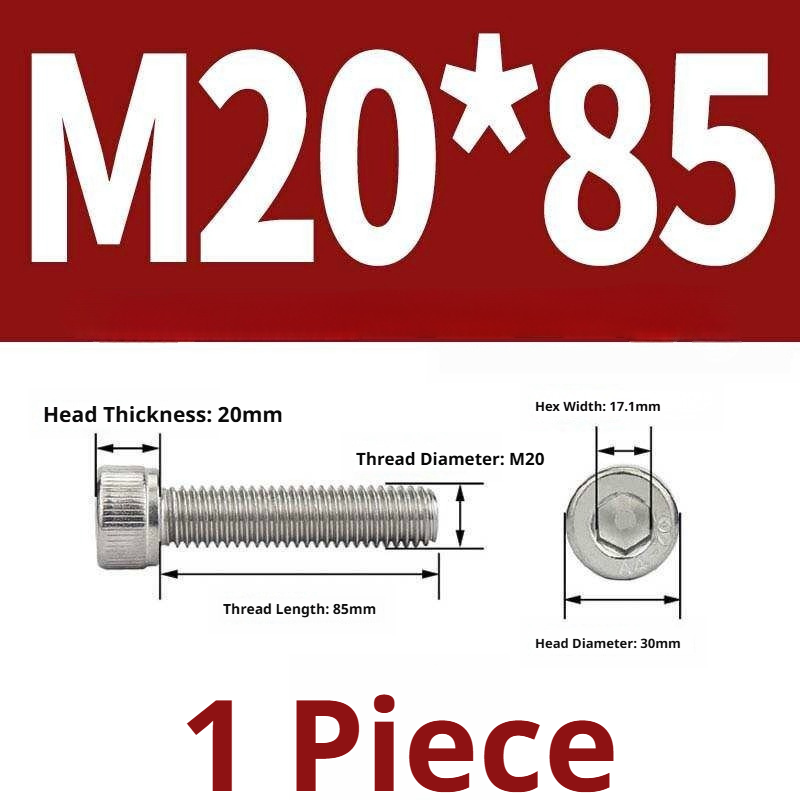 316 Stainless Steel Socket Head Cap Screws – Hex Allen Bolt, M2–M20, GB/T Standard, 4.8 Grade