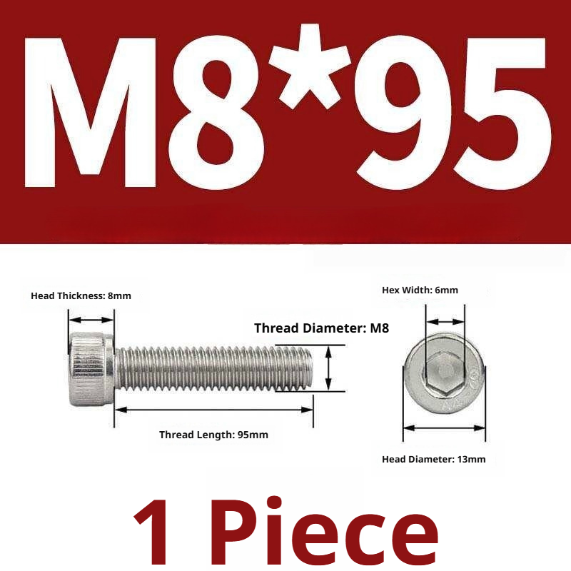 316 Stainless Steel Socket Head Cap Screws – Hex Allen Bolt, M2–M20, GB/T Standard, 4.8 Grade