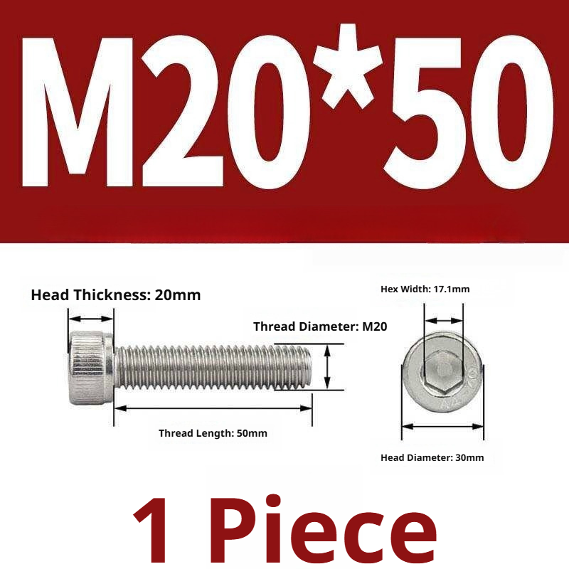 316 Stainless Steel Socket Head Cap Screws – Hex Allen Bolt, M2–M20, GB/T Standard, 4.8 Grade