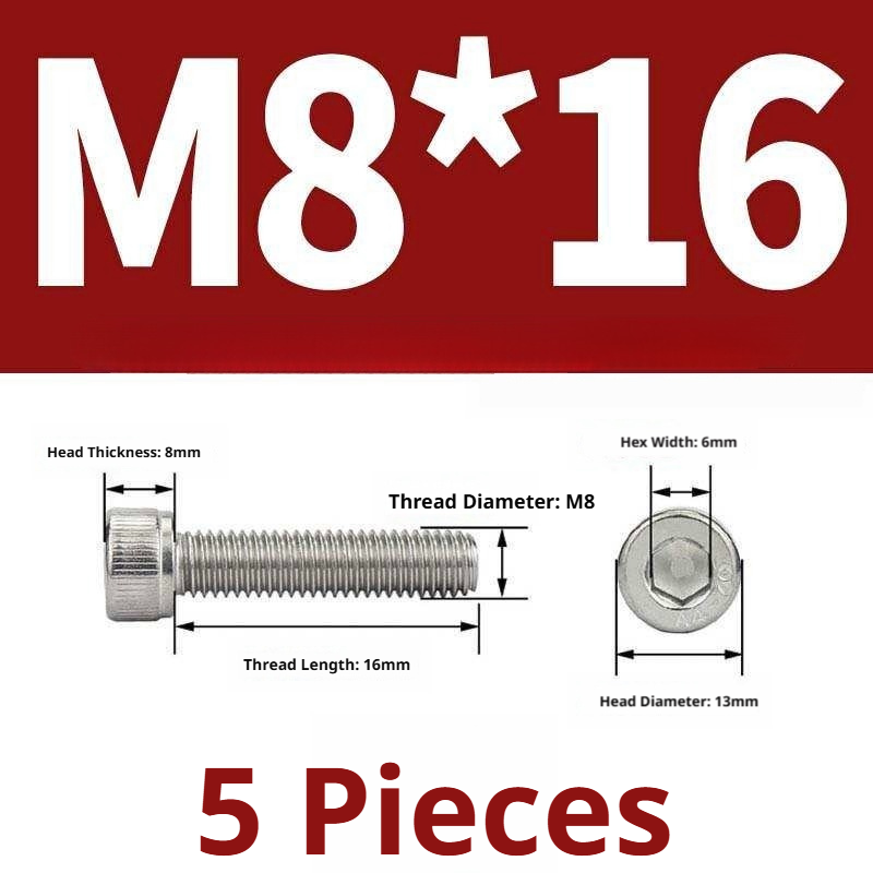 316 Stainless Steel Socket Head Cap Screws – Hex Allen Bolt, M2–M20, GB/T Standard, 4.8 Grade