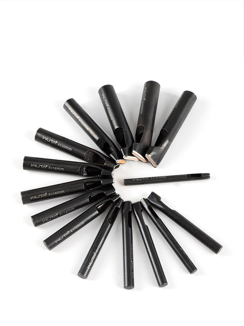 Black Flat Punch Set – Rectangular Hole Punches for Belts, Straps & Leathercraft (2‑5mm × 3‑25mm)
