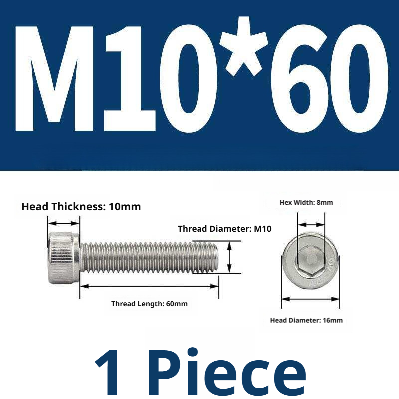 316 Stainless Steel Socket Head Cap Screws – Hex Allen Bolt, M2–M20, GB/T Standard, 4.8 Grade
