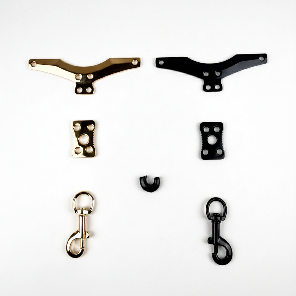 Saxophone Strap Hardware Set – Swallow Cross Bar, 5‑Hole Buckle & Metal Hook (Gold or Black)