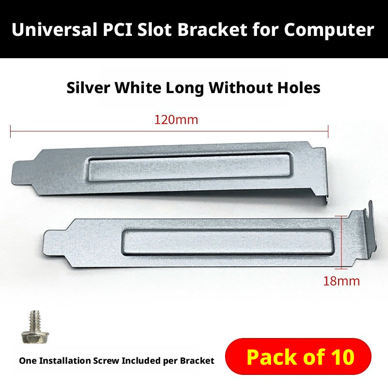 PCI Slot Cover Blanking Plate with Screws – Slotted, Solid & Perforated, 10-Pack for ATX/Micro-ATX PC Cases