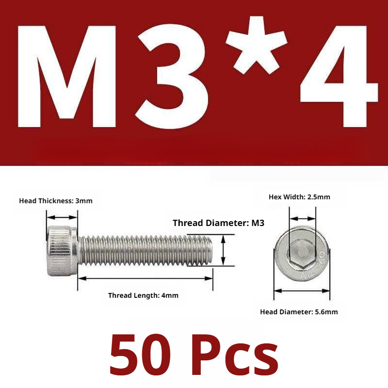 316 Stainless Steel Socket Head Cap Screws – Hex Allen Bolt, M2–M20, GB/T Standard, 4.8 Grade