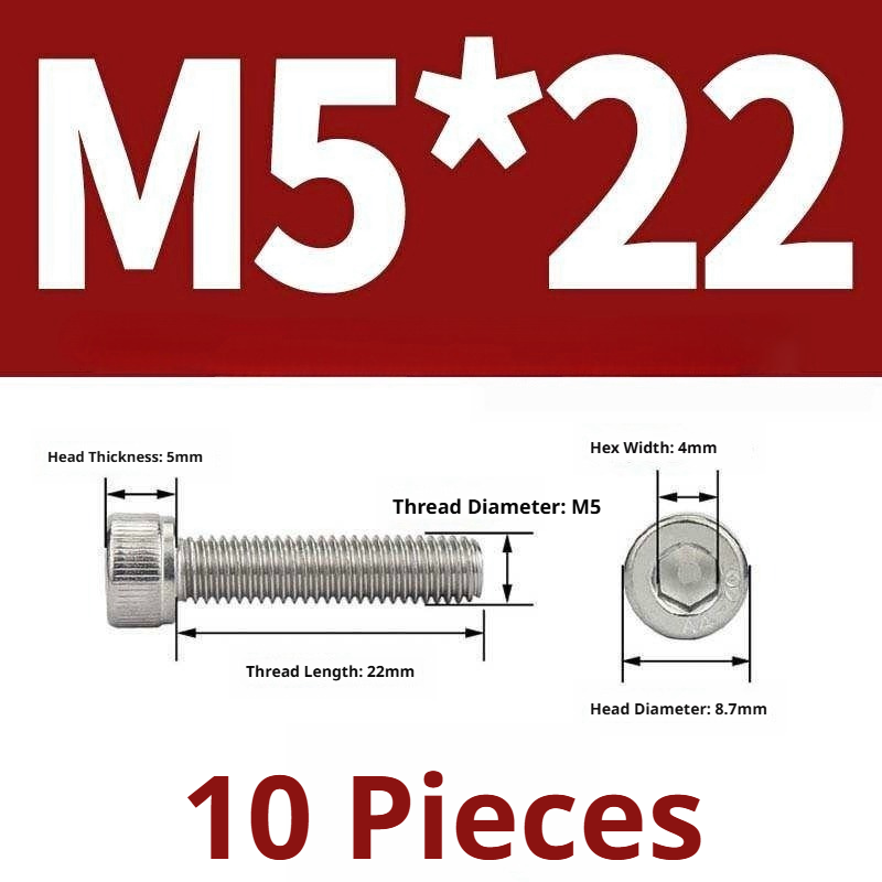 316 Stainless Steel Socket Head Cap Screws – Hex Allen Bolt, M2–M20, GB/T Standard, 4.8 Grade