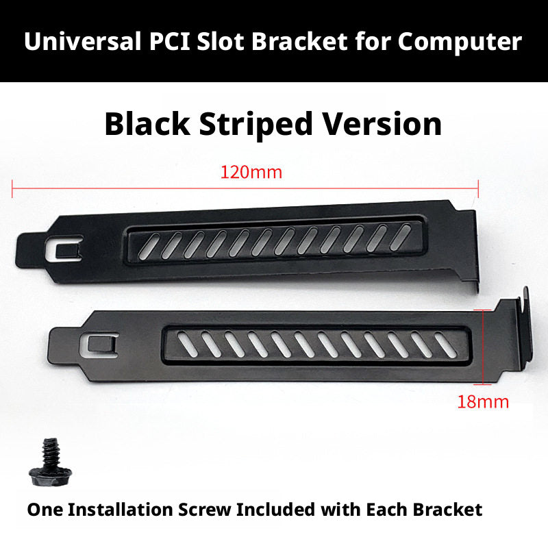 12cm Vented PCI Slot Cover Bracket for PC Case — Black or Silver, 1 Pair with Screws