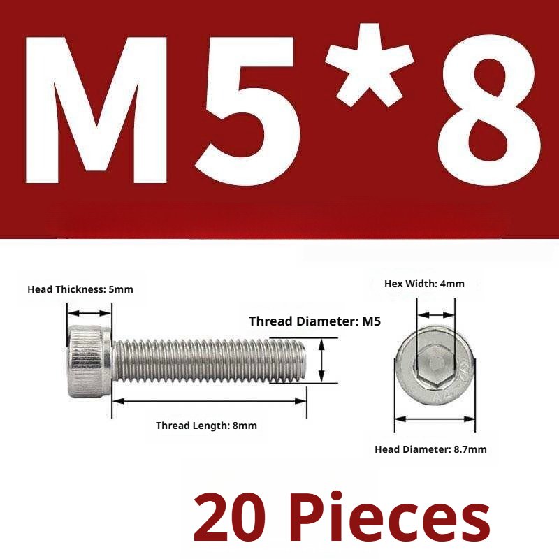 316 Stainless Steel Socket Head Cap Screws – Hex Allen Bolt, M2–M20, GB/T Standard, 4.8 Grade