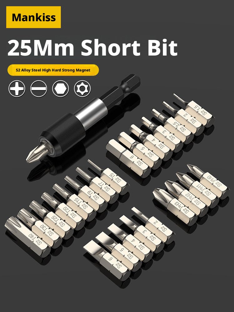 Mankesi S2 Steel Short Magnetic Screwdriver Bit Set – Phillips, Slotted, Hex & Torx Bits for Electric Drills & Hand Tools - HomeDIYer